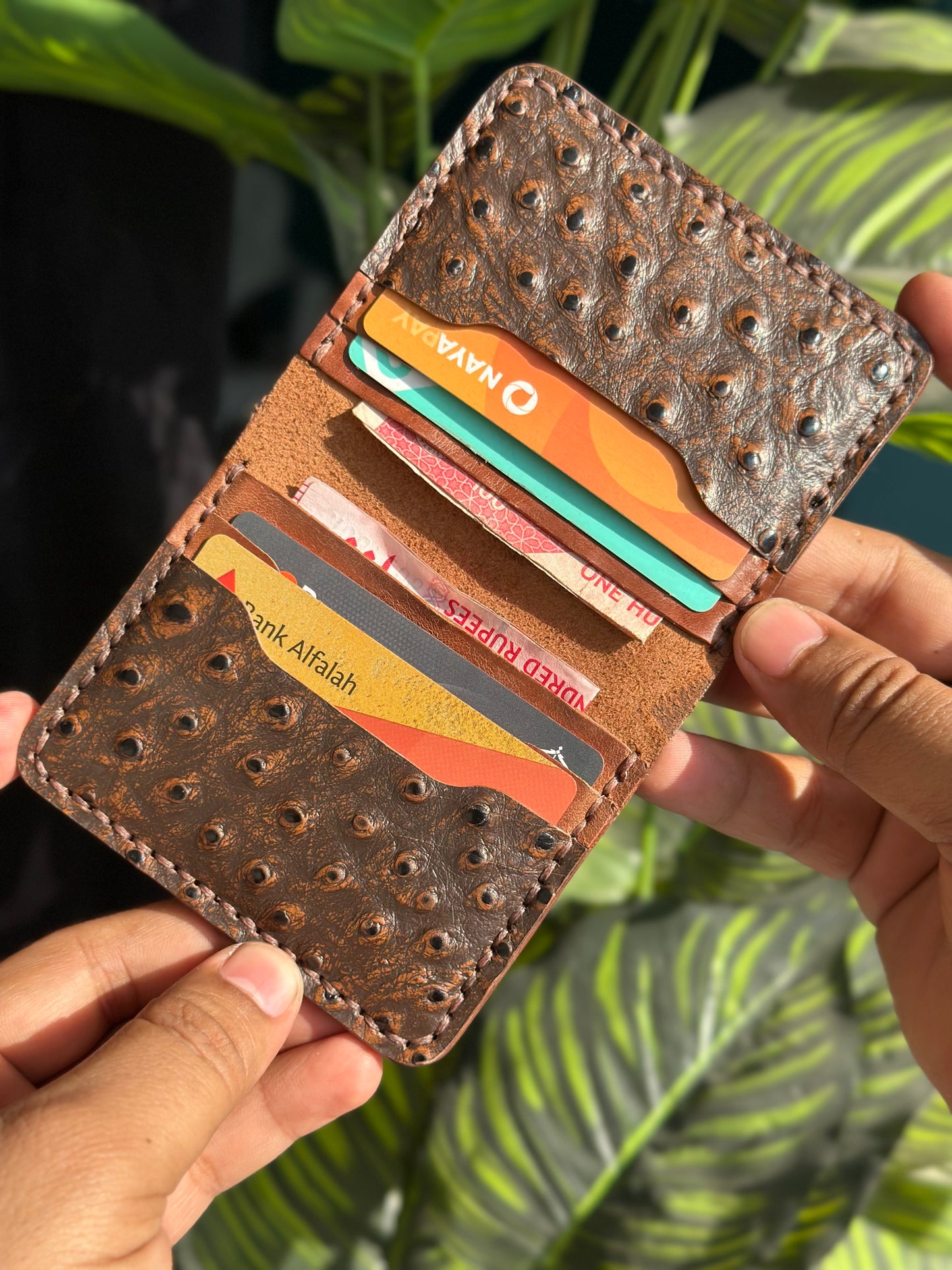 Pure Ostrich Leather (Vertical Cards Holder)