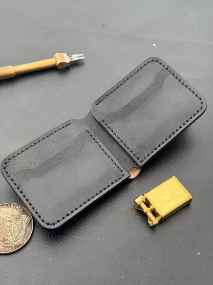 BiFold Black Leather Wallet - VegTan