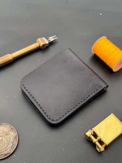 BiFold Black Leather Wallet - VegTan