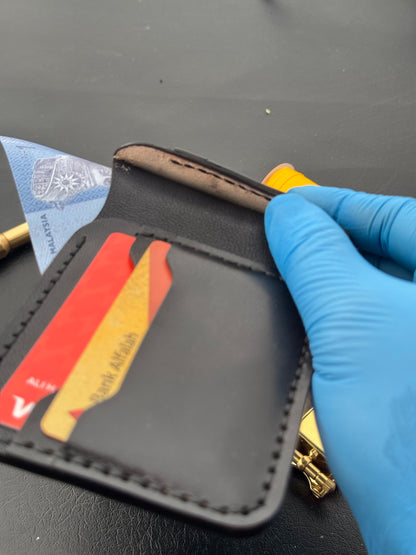 BiFold Black Leather Wallet - VegTan