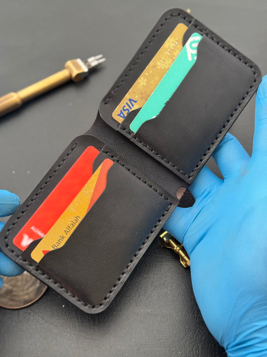 BiFold Black Leather Wallet - VegTan