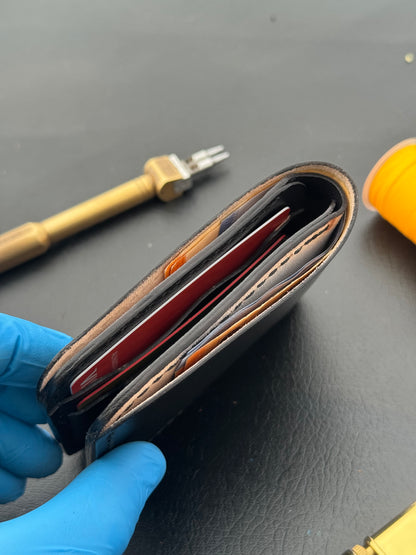 BiFold Black Leather Wallet - VegTan